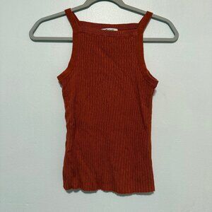 Madewell Rust Orange High Neck Sweater Tank, XS